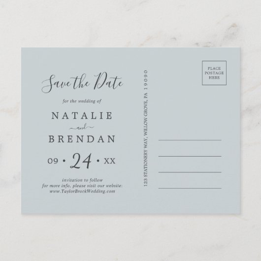 Elegant Magnolia | Blauwgroen foto slaat de datum  Uitnodiging Briefkaart (Achterkant)