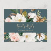 Elegant Magnolia | Blauwgroen menu Keuze RSVP-Brie (Voorkant)