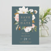 Elegant Magnolia | Blauwgroen sparen de Kaart van  (Staand voorkant)