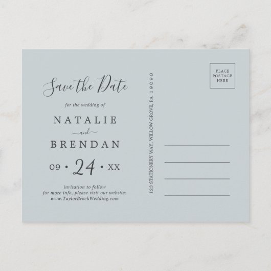 Elegant Magnolia | Blauwgroen sparen het Briefkaar Uitnodiging Briefkaart (Achterkant)