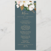 Elegant Magnolia Blauwgroen & White Weddenrenmenu Menu (Voorkant)
