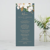 Elegant Magnolia Blauwgroen & White Weddenrenmenu Menu (Staand voorkant)