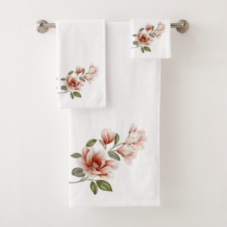 Elegant Magnolia Blooms Bathroom Towel Set Bad Handdoek