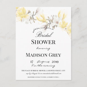 Elegant Magnolia Blossom Bridal Shower Uitnodiging