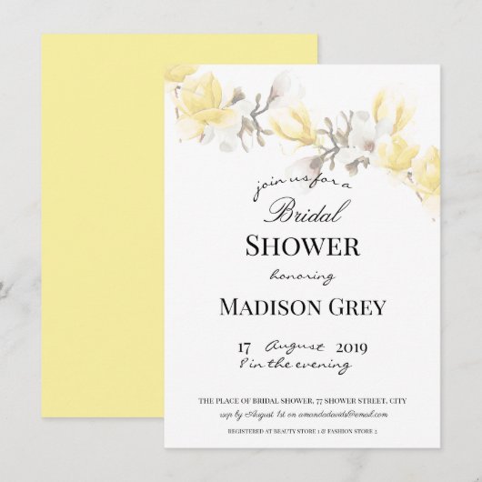 Elegant Magnolia Blossom Vrijgezellenfeest Kaart (Voorkant / Achterkant)