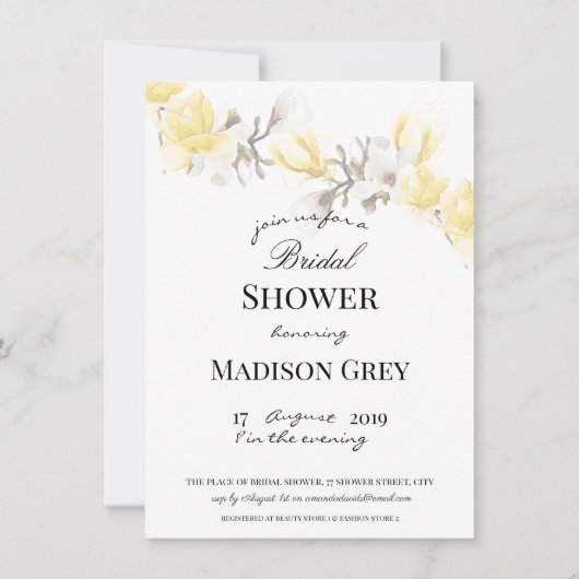 Elegant Magnolia Blossom Vrijgezellenfeest Kaart (Voorkant)