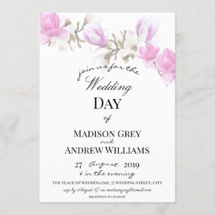 Elegant Magnolia Blossom Wedding Kaart