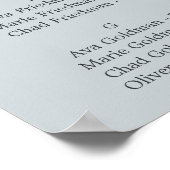 Elegant Magnolia Blue Alfabetical Seat Chart Poster (Hoek)