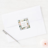 Elegant Magnolia Blue Gray Wedding Envelope Seals Vierkante Sticker (Envelop)