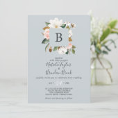 Elegant Magnolia Blue Grey in één bruiloft Kaart (Staand voorkant)