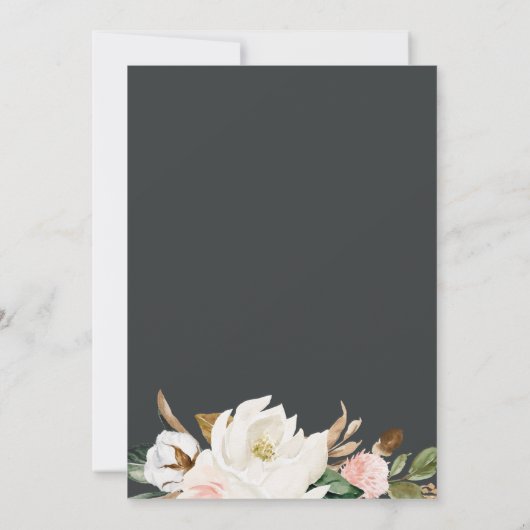 Elegant Magnolia Blue Grey in één bruiloft Kaart (Achterkant)