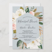Elegant Magnolia Blue Grey Rehearsal Dinner Kaart (Voorkant)