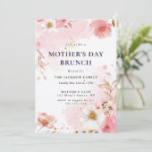Elegant Magnolia Blush Floral Moederdag Brunch Kaart (Staand voorkant)