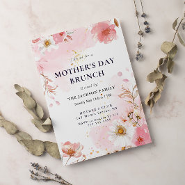 Elegant Magnolia Blush Floral Moederdag Brunch Kaart