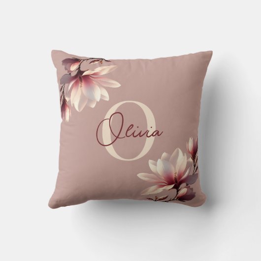 Elegant Magnolia Blush Monogram Kussen (Achterkant)