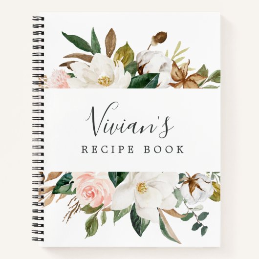 Elegant Magnolia | Blush Vrijgezellenfeest Recipe Notitieboek (Voorkant)