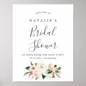 Elegant Magnolia | Blush Vrijgezellenfeest Welkom Poster (Voorkant)
