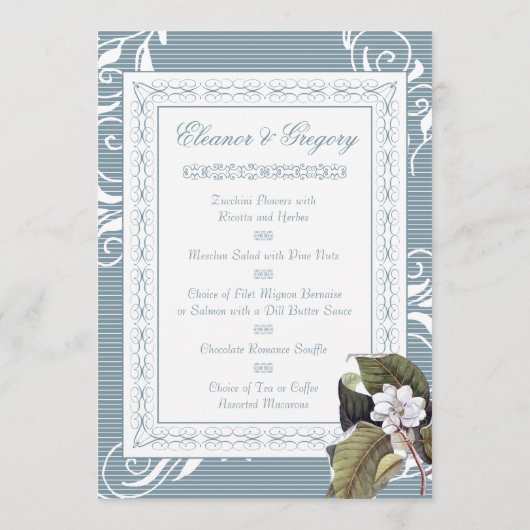 Elegant Magnolia Custom Wedding Menus Menu (Achterkant)