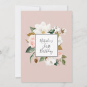 Elegant Magnolia | Eerste verjaardag wit en zwart Kaart (Achterkant)