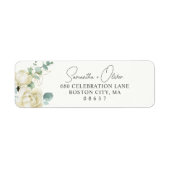 Elegant Magnolia Eucalyptus Script Retouradres Etiket (Voorkant)