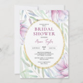 Elegant Magnolia Floral Bridal Shower Invitation Kaart (Voorkant)