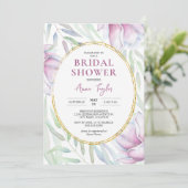 Elegant Magnolia Floral Bridal Shower Invitation Kaart (Staand voorkant)