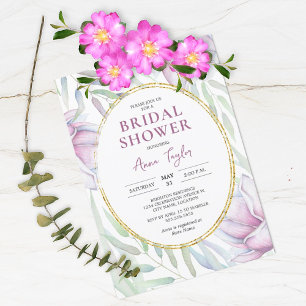 Elegant Magnolia Floral Bridal Shower Invitation Kaart