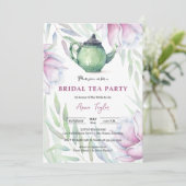 Elegant Magnolia Floral Bridal Tea Party Kaart (Staand voorkant)