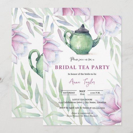 Elegant Magnolia Floral Bridal Tea Party Kaart (Voorkant / Achterkant)