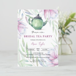 Elegant Magnolia Floral Bridal Tea Party Kaart