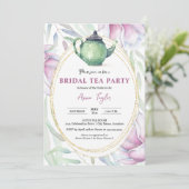 Elegant Magnolia Floral Bridal Tea Party Kaart (Staand voorkant)