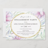 Elegant Magnolia Floral Engagement Party Kaart (Voorkant)