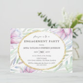 Elegant Magnolia Floral Engagement Party Kaart (Staand voorkant)