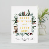 Elegant Magnolia Floral Greenery Modern Script Folie Feestdagenkaart (Staand Voorkant)