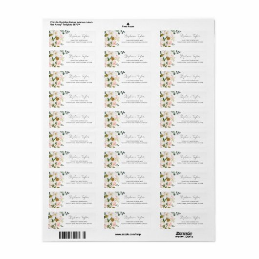 Elegant Magnolia Floral retour adres label (Full Sheet)