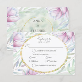 Elegant Magnolia Floral RSVP Kaartje