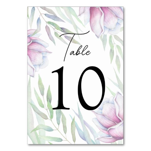 Elegant Magnolia Floral Table Number Kaart (Voorkant)
