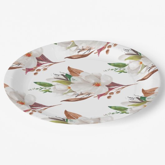 Elegant Magnolia Floral Vrijgezellenfeest Papieren Bordje (Gekanteld)
