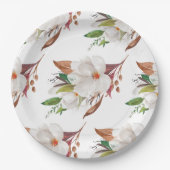 Elegant Magnolia Floral Vrijgezellenfeest Papieren Bordje (Voorkant)