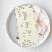 Elegant Magnolia Floral Wedding Menu Card