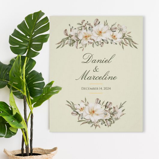 Elegant Magnolia Floral Wedding Poster