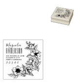 Elegant Magnolia Flower Custom Name Return-adres Rubberstempel (Gestempeld)