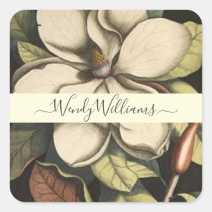 Elegant Magnolia Flower Type Vierkante Sticker