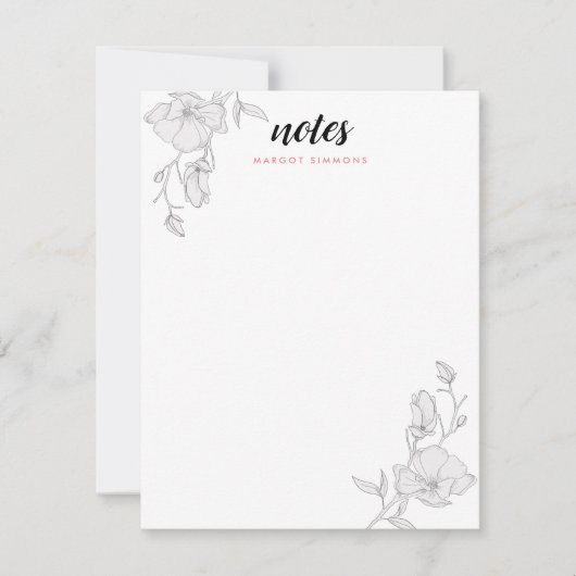 Elegant Magnolia Flowers gepersonaliseerd Notitiekaartje (Voorkant)