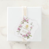 Elegant Magnolia Flowers Gold First Heilige Commun Bedankjes Labels (In situ)