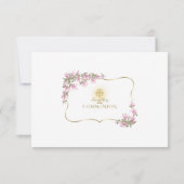 Elegant Magnolia Flowers Gold First Heilige Commun Bedankkaart (Achterkant)