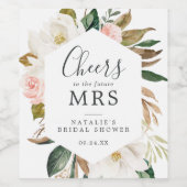 Elegant Magnolia Future Mrs Vrijgezellenfeest Wijn Etiket (Enkel label)