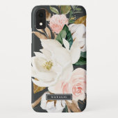 Elegant Magnolia | Gepersonaliseerde naam zwart-wi Case-Mate iPhone Case (Achterkant)
