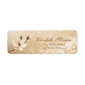 Elegant Magnolia Glittery Bokeh Adres Etiket (Voorkant)