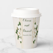 Elegant Magnolia & Gold Frame Wedding Papieren Bekers (Voorkant)